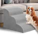 HIDOG Dog Stairs and Ramp, 3-Step Dog Stairs for High Beds and Couch, Pet Steps for Small Dogs with Removable Washable Cover, Non-Slip Soft Foam Dog Stairs for Injured Older Pets, Grey -15.7" H