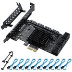 BEYIMEI PCIE 1X SATA Card 10 Ports,6 Gbps SATA 3.0 PCIE Card,PCIE to SATA Controller Expansion Card,with 10 SATA Cables and Low Profile Bracket-ASM1166