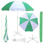 RAINPOPSON Garden Umbrella with Stand 7ft/42 Outdoor Big size Umbrella for Hotel,Shop,Restudent Patio Garden Umbrella (Green White) (A1)