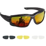 KEMIMOTO Motorcycle Goggles for Men,Polarized Motorcycle Riding Glasses with 4 Pair Windproof Lens for Moto, Boating, Fishing, Cycling