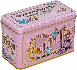 New English Teas Vintage Victorian Tea Tin in Pink with 40 English Breakfast 1869 Teabags