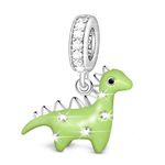 GNOCE Dinosaur Pendant Charm Sterling Silver Animal Dangle Charm for Dragon Lovers Fit Bracelet/Necklace for Women Girls Wife Daughter (Green)