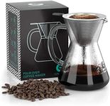 Coffee Gator Pour Over Brewer – Unlock More Flavour with a Paperless Stainless Steel Filter and Glass Carafe - Hand-Drip Coffee Maker - 400ml