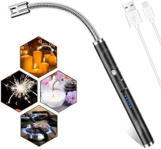 Gas Lighter Electric Lighter for Candles Rechargeable Electric Gas Lighter Home Use Candle Lighter Plasma Flameless Windproof USB Lighter 360° Flexible Neck Arc Lighter(Multicolor) 1