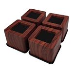 aspeike 3 Inch Square Furniture Risers 7.5 cm Heavy Duty Bed Lifts that Can Support Up to 2,200lbs /1,100kg - Made from Durable Plastic with a Dark Wooden Finish Fit for Couches, Sofa, Bed and Table