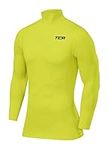 TCA Boys' Long Sleeve Compression Shirt, Athletic Workout Sports Undershirt Base Layer Top - Lime Punch, 8-10 Years
