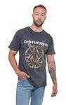 Disturbed T Shirt Riveted Band Logo New Official Mens Mineral Wash Charcoal Grey Size L