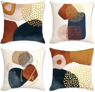 FLORICA Throw Pillow Case Cushion Cover Set of 4 Linen Square Cushion Covers Decorations for Sofa Couch Bed 18" x 18" Cushion Covers