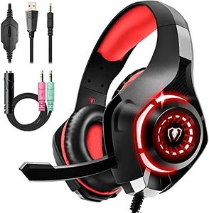 Tatybo Gaming Headset for Ps4 Ps5 Xbox One Switch PC with Noise Canceling Mic, Deep Bass Stereo Sound (Black Red)