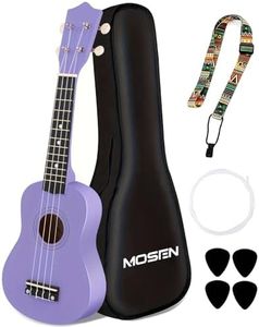MOSEN Ukulele for Beginners 21 Inch All in One Kit Beginner Professional Ukulele Including Straps, Strings, and Paddles (Purple)