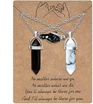 MJartoria BFF Necklace for 2 Crystal Charms Best Friend Necklace Pendant Friendship Necklace Heart Matching Necklace for Couples Gifts, Metal, No Gemstone