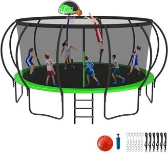 Kacho 14FT Tranpoline with Basketball Hoop Large Weight Capacity ASTM Approved, No-Gap Design 14' Tranpolines with Ladder and Galvanized Anti-Rust Coating for Kids Adults Family