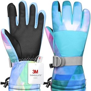 Odtmger Ski Gloves, Winter Gloves,Winter Waterproof Ski Gloves, Warm and Breathable Snow Gloves, Suitable for Outdoor Sports of Boys and Girls in Cold Winter