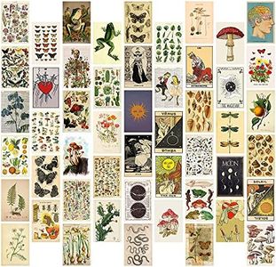 Kit di collage da parete botanico vintage da 50 pezzi, immagine estetica Indie Room Decor, poster artistico per la decorazione della parete del dormitorio, stampe artistiche da parete per VSCO