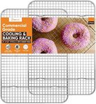 PriorityChef 18/8 Stainless Steel Cooling Rack, Heavy Duty Baking Rack For Oven Cooking, Fits Eigth Sheet Pan, Wire Rack For Cooking, Bacon, Cookie Cooling Rack, 6" x 9.2" - 2 Pack