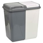 URBNLIVING 90L Double Kitchen Recycling Laundry Duo Bin Garbage Under Cabinet Trash Can (90 -Grey and White)