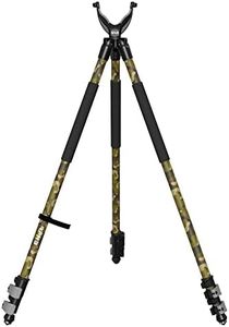 RPNB Shooting Tripod with Removable 360ºV Yoke Rest,Shooting Sticks for Hunting,Come w/Bubble Level,Button Compass,Hook&Loop Strap,Lightweight Aluminum Design,Perfect for Hunting,Shooting,Camouflage