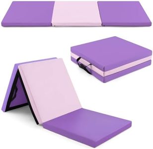 Costway Portable 3-Fold Tumbling Mat, Folding Gymnastics Mat with 2 Handles, Premium EPE Filler, Gymnastics Tumbling Mat for Indoor and Outdoor Gymnastics, Home and Gym Use