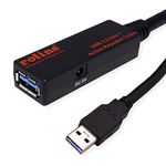 ROLINE USB 3.2 Gen 1 Active Repeater Cable, Black, 20 m