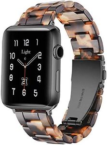 Light Compatible with Apple Watch bands 41mm 40mm 38mm, Adjustable Fashion Resin iWatch Band for Apple Watch Serie 9 8 7 6 5 4 3 2 1 Apple Watch SE(Tortoise Stone Black,38mm/40mm/41mm)