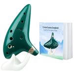 Ohuhu Legend of Zelda Ocarina, Zelda Ocarina with Song Book 12 Hole Alto C Zelda Ocarina Gift for Zelda Fans with Display Stand Protective Bag, Perfect for Beginners and Professional Performance Green
