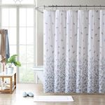 Laura Ashley Home - Shower Curtain, Stylish Bathroom Decor with Buttonhold Top, Elegant Floral Home Decor (Flora Blue, 72" x 72")