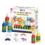 PW Finger Paint Art Kit for Kids, 8 X 50ml Colours & Drawing Cards, Washable, Safe & Non-Toxic Kit for Toddlers, Mess Free Paint for Kids 2-5 Years, Best Birthday/Return Gift