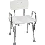 DMI Heavy Duty Bath and Shower Chair With Arms, Adjustable Legs and Removable Backrest, Supports Up To 350 Pounds, Easy No-tool Assembly, White - 1.92 ounces, Tub and Shower Chair With Removable Back (522-1733-1900)