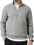 Dokotoo Men Mens Quarter Zip Sweatshirts Fall Winter Clothes Long Sleeve Oversized Shirt Geometric Texture Solid Graphic Hoodies Workout Pullover Warm Knit Mock Neck Sweater Polo Gray X-Large