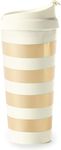 Kate Spade New York Thermal Travel Acrylic Coffee Mug Tumbler, 16 Ounces, Gold Stripe