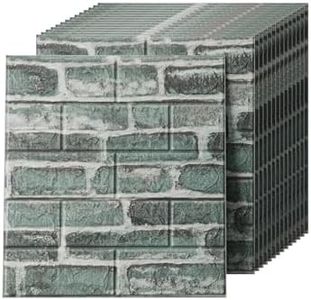Greymond 3D Wall Panels Peel and Stick in Green，40 PCS XPE Foam 3D Wallpaper, Faux Brick Wall Panels for Bedroom, Stairs, Kitchen