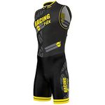 FDX Men Triathlon Tri Suit Padded Compression Running Swimming Sublimation Cycling Skinsuit(Yellow, XL)