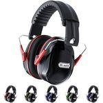 Dr.meter Ear Defenders Adults, SNR 31dB Noise Reduction Earmuffs with with Adjustable Headband Double Layers Hearing Protection for Gardening Yard Work black+red