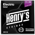 HENRYS® Electric Guitar Strings - Electric Guitar Strings with Nickel-Plated Exterior and Stainless Steel Core - Extra E1 String Free - Strings for Electric Guitar 11-52