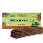 Bless-French-Vanilla-Incense-Sticks 100%-Natural-Handmade-Hand-Dipped-Incense-Sticks Organic-Chemicals-Free for-Purification-Relaxation-Positivity-Yoga-Meditation Best-Woods-Scent (100 Sticks(150GM))