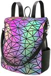 ARURA (LABEL) Geometric Backpack Bag || Luminous Holographic Color Changes Flash Reflective Crossbody Bag || Shoulder Bag for Children, Teenagers, Women and Men