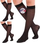 (3 Pairs - Closed Toe) Wide Calves Sheer Compression Socks for Women 15-20mmHg - Womens Compression Stockings for Circulation during Sport, Work, Travel, Flight - Black, 4X-Large - A101BL7-3