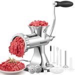 Huanyu Meat Grinder Manual Stainless Steel Hand Meat Grinder and Sausage Maker Manual Meat Mincer and Vegetable Cutter Dishwasher-Safe Meat Mincer Grinder Size 8s