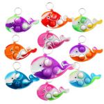 30 Packs Bulk Rainbow Classroom Students Prize and Birthday Party Favors,Mini Ocean Whale Fidget Keychain Bubble gifts