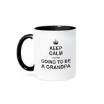 3dRose Keep Calm Youre Going to be A Grandpa Future Grandfather Text Gift Two Tone Black Mug, 11 oz, Black/White