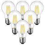 ANWIO A19 Vintage Edison LED Filament Bulb E26 Base, 3.5W (40W Equivalent) Warm White 2700K, 450 Lumens, Non-Dimmable, UL-Listed, Pack of 6