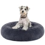 Feandrea Dog Bed, Donut Cat Bed, Fluffy Calming Pet Bed with Removable, Washable Cover, Soft Long Plush, 70 cm, Dark Grey PGW039G02