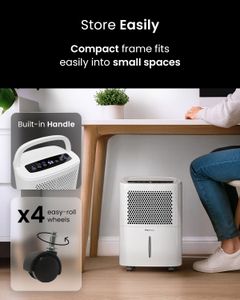 Pro Breeze 12L Dehumidifier – White, Portable Moisture Remover