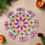 12 Inches Rangoli Stencils Rangoli Making Tools Kit, Diwali Decoration Items for Home Decor Door Entrance, Rangoli Stencil DIY Template Mats Pooja Room Mandir