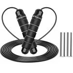 Wearslim® Professional Jump Rope Adjustable Skipping Rope Plus Two 80 Grams Removable Weights with Ball Bearings and Anti-skid Handles, Speed jump rope for Speed Training, Endurance Training and Fitness - Assorted Color-(80GM)