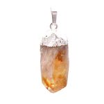 Paialco Natural Rough Rock Raw Yellow Citrine Pendant Necklace 18" -Silver, Gemstone, Citrine