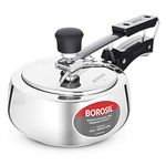 Borosil Pronto 1 L Inner Lid Stainless Steel Pressure Cooker | 6.8 mm Thick Base, Even Heat Distribution | Gas & Induction Campatible | 5 Years Warranty