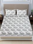 LINENWALAS 300 Thread Count Bedsheet Set,Softest Long Staple 100% Cotton Ultra Soft Bedsheet with Pillowcases - King,Shabby Sage Floral