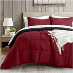 satisomnia Queen Comforter Set Red, Lightweight Comforters Queen Size Bed, Soft Breathable Down Alternative Bed Comforter Set, Reversible All Season 3Pcs Queen Bedding Set with 2 Pillow Shams