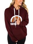 INFITTY Lightweight Hoody Sweatshirt Women Cotton Long Sleeve Graphic Hoodies Loose Pullover Tops Casual Trendy Burgundy L